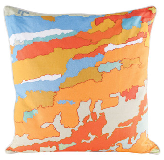 Orange Topography Pillow With Goose Down Insert - Style: 7981788