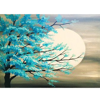 5D DIY Diamond Painting Aqua Leaves In The Moonlight - craft kit