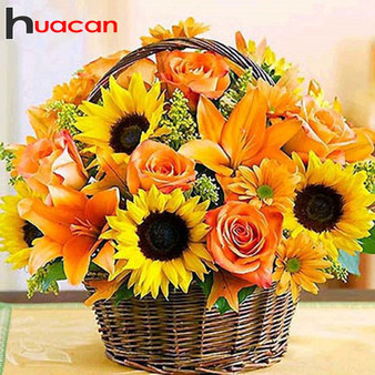 5D DIY Diamond Painting Sunflower Basket - craft kit