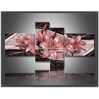 5D DIY Diamond Painting Pink Lilies Multi Panel - craft kit