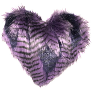 Purple Fur Heart Pillow, Faux Fur Pouf Heart Shaped Pillow, Faux Fur Fabric Heart Pillow,