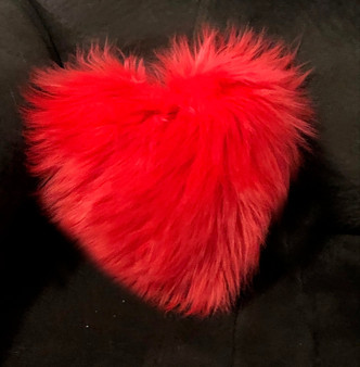 Red Faux Fur Heart Pillow