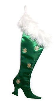Precious Gems - Green Emerald  Victorian Christmas Stocking, High-heel Christmas Stocking, Xmas Stocking
