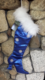 Luxury Christmas Stocking, Satin Christmas Stocking, Precious Gems - Blue Sapphire Victorian Christmas Stocking