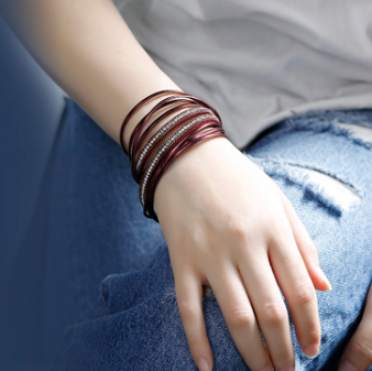 Shimmery Double Wrap Boho Cuff Bracelet