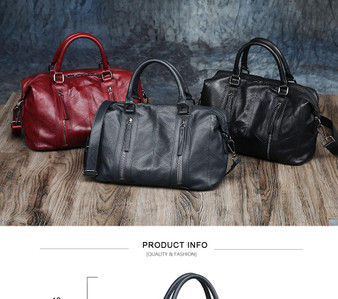 Handbags female fashion tote genuine leather luxury double zipper elegant messenger crossbody purse