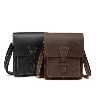 Handbag men thread genuine leather fashion retro shoulder vintage cow messenger business briefcase