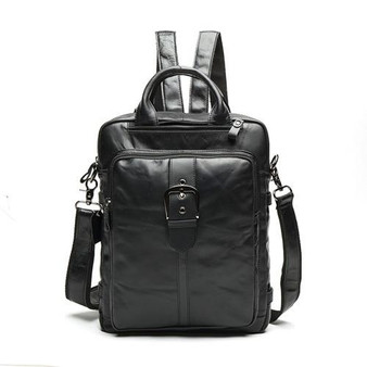 Backpack unisex genuine leather laptop casual messenger schoolbag