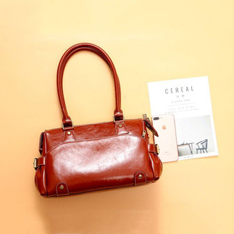 Handbags women vintage shoulder real genuine leather zipper luxury designer messenger