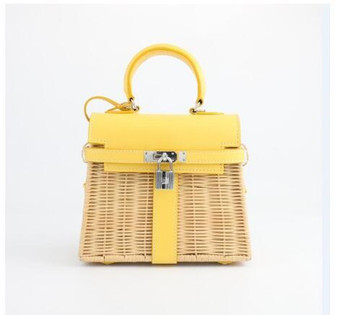 Handbags women's luxury rattan straw crossbody pu leather beach original brand designer