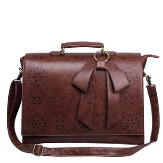 Briefcase women 15.6'' laptop messenger bag pu leather large vintage shoulder retro handbag crossbody