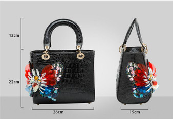 Bag women luxury fashion diamonds handbags butterfly drill rhinestone shoulder messenger crocodile pattern crossbody