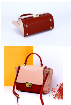 Bag women fashion genuine leather tote handbag trapeze panelled designer purses luxury shoulder