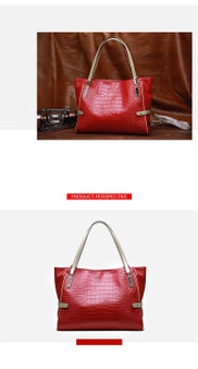 Bag women genuine leather handbag crocodile large capacity tote brand designer shoulder