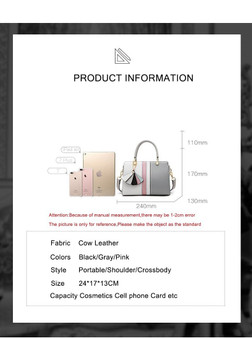 Handbag women's bags genuine leather luxury fashion panelled office crossbody shoulder purse