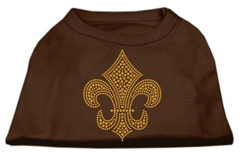 Gold Fleur De Lis Rhinestone Shirts Brown