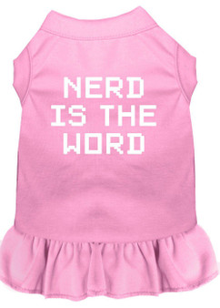 Nerd Is The Word Screen Print Dress Light Pink