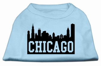 Chicago Skyline Screen Print Shirt Baby Blue