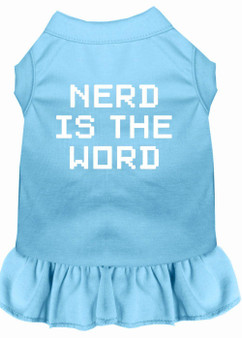 Nerd Is The Word Screen Print Dress Baby Blue