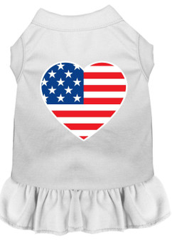 American Flag Heart Screen Print Dress White