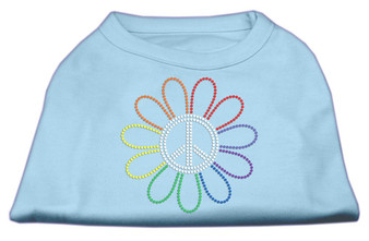 Rhinestone Rainbow Flower Peace Sign Shirts Baby Blue