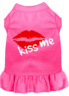 Kiss Me Screen Print Dress Bright Pink