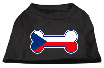 Bone Shaped Czech Republic Flag Screen Print Shirts Black