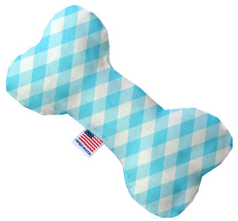 Baby Blue Plaid Inch Bone Dog Toy