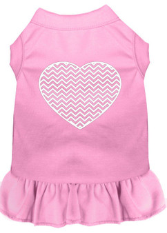 Chevron Heart Screen Print Dress Light Pink