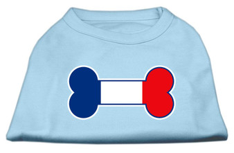 Bone Shaped France Flag Screen Print Shirts Baby Blue