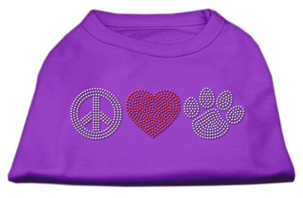 Peace Love And Paw Rhinestone Shirt Purple