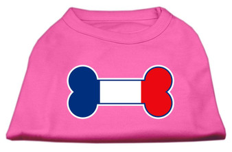 Bone Shaped France Flag Screen Print Shirts Bright Pink