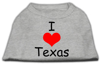 I Love Texas Screen Print Shirts Grey