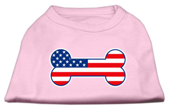 Bone Shaped American Flag Screen Print Shirts Light Pink