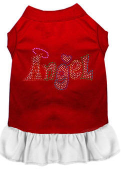 Technicolor Angel Rhinestone Pet Dress Red