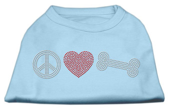 Peace Love And Bone Rhinestone Shirt Baby Blue