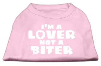 I'm A Lover Not A Biter Screen Printed Dog Shirt Light Pink
