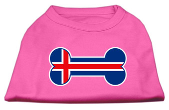 Bone Shaped Iceland Flag Screen Print Shirts Bright Pink