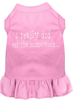 I Really Did Eat The Homework Screen Print Dress Light Pink