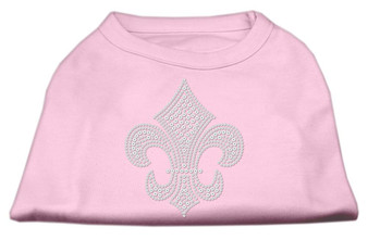 Silver Fleur De Lis Rhinestone Shirts Light Pink