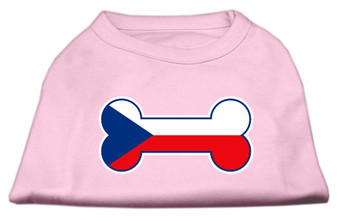 Bone Shaped Czech Republic Flag Screen Print Shirts Light Pink