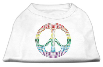 Rhinestone Rainbow Peace Sign Shirts White