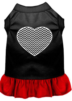 Chevron Heart Screen Print Dress Black