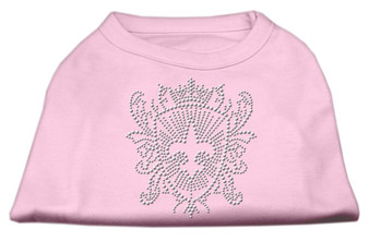 Rhinestone Fleur De Lis Shield Shirts Light Pink