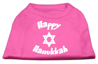 Happy Hanukkah Screen Print Shirt Bright Pink
