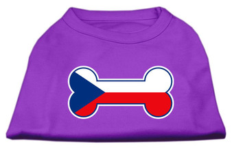 Bone Shaped Czech Republic Flag Screen Print Shirts Purple
