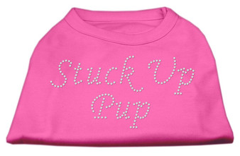 Stuck Up Pup Rhinestone Shirts Bright Pink