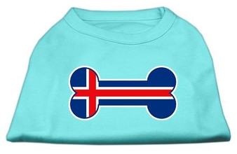 Bone Shaped Iceland Flag Screen Print Shirts Aqua