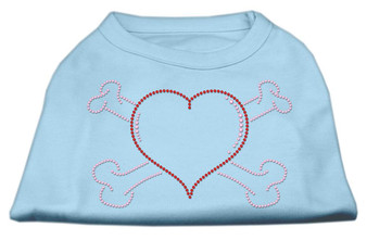 Heart And Crossbones Rhinestone Shirts Baby Blue