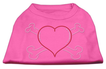 Heart And Crossbones Rhinestone Shirts Bright Pink